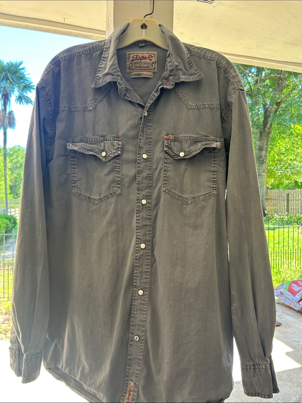 Rafter C  Men's Charcoal Long-Sleeve Western Button-Down Shirt